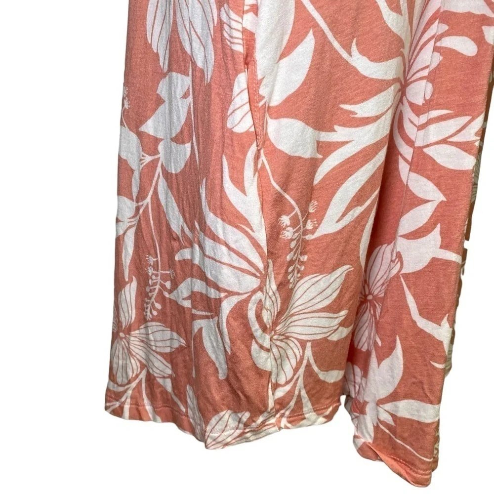 Viamor Peach Floral Short Sleeve Midi Dress with Pockets - Picture 6 of 14